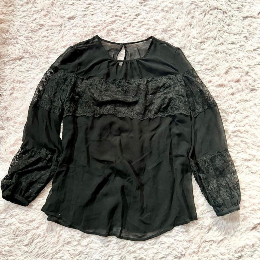 Whimsigoth Lace Sheer Lightweight Top Women's L Gothic Feminine Fairy Grunge